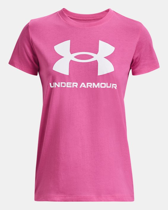 Camiseta de manga corta con estampado UA Sportstyle para mujer, Pink, pdpMainDesktop image number 4